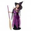 KIRALOVE - Costume Sorcière Fille Violet Noir Halloween Carnaval Taille M 4 5 ans Idée cadeau Fête