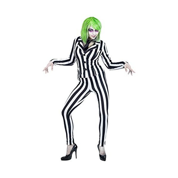 NET TOYS Beau Costume Joker pour Femme | Noir-Blanc en Taille M FR 40/42 | Méchant Joker Femme déguisement Extravagant | Pa