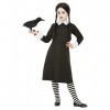 Gothic School Girl Costume, Black, with Dress & Wig, L 