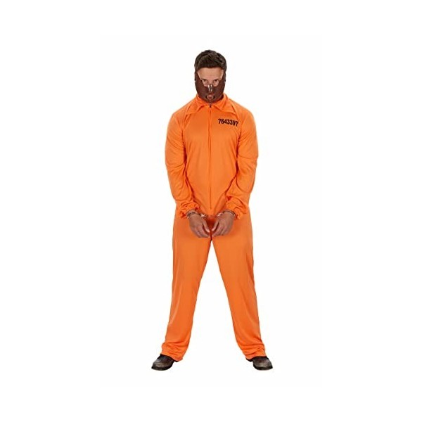 ORION COSTUMES Costume de déguisement dHalloween avec une tenue prisonnier, une combinaison orange de condamné pour hommes