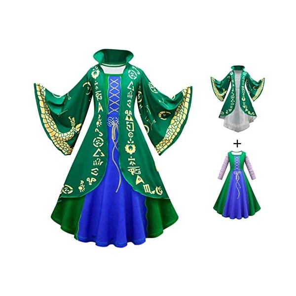 IBTOM CASTLE Costume de Winifred Sanderson pour femme, costume des soeurs Sanderson pour adulte, robe longue de sorcière avec