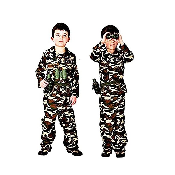 KIRALOVE - Costume militaire - Déguisement - Carnaval - Halloween - Camouflage Assaut - Soldat - Armée - Couleur marron - Tai