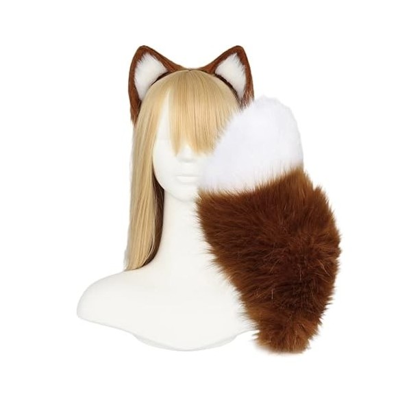 Lot de 6 bandeaux en peluche avec oreilles de renard et queue de renard en fausse fourrure pour Halloween, cosplay, fête, cos