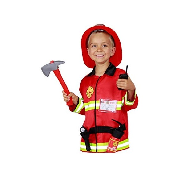 Matissa Ensemble de jeu de rôle de pompier denfants et accessoires chef de pompier de costume de pompier Ensemble de lumièr