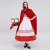 Odizli Costume de chaperon rouge pour femme et adulte - Robe de princesse avec capuche rouge - Cape à capuche - Pour Hallowee