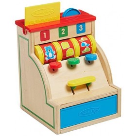 Melissa and Doug - Jouet dactivité 1er âge Caisse enregistreuse la marchande en Bois Jeu déveil Enfants