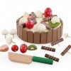 RANRANJJ Jeu de Simulation de gâteau danniversaire en Bois - Jeu de Jouets pour Enfants - Jouets éducatifs pour Enfants