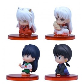 Indorasen Lot de 4 figurines de personnages danime Miroku Higurashi Kagome Sesshoumaru