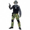 "SKELETON SOLDIER" overalls, vest, knee pads, belt, holster, mask, glasses, earphones - 128 cm / 5-7 Years 