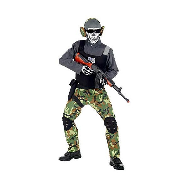 "SKELETON SOLDIER" overalls, vest, knee pads, belt, holster, mask, glasses, earphones - 128 cm / 5-7 Years 
