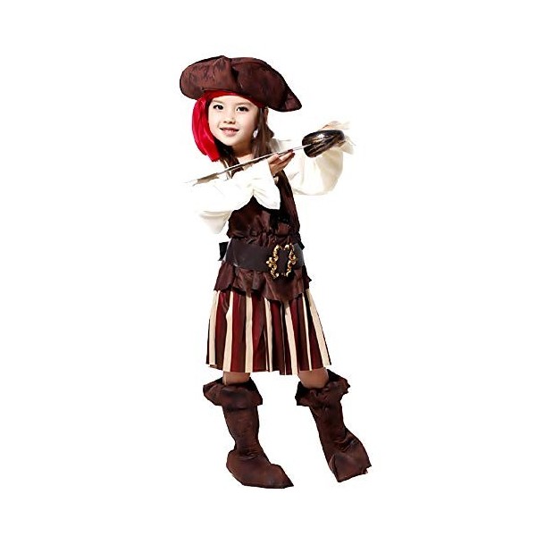 Costume de pirate - corsaire des mers - déguisements pour enfants - halloween - carnaval - caraïbes - couleur marron - fille 