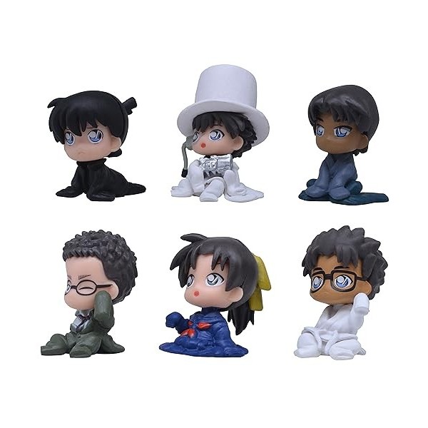 Indorasen Lot de 6 figurines danime Chibi Conan Edogawa Akai Shuichi Kaitou Kiddo