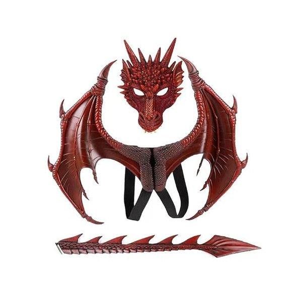 Gyuele Lot de 3 costumes dHalloween pour enfant - Motif dragon - Rouge