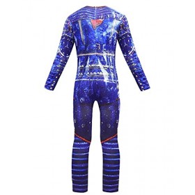 Eledobby Costumes Descendants Evie pour Filles avec Gants/Perruque Combinaison à Manches Longues Enfants Cosplay Vêtements po