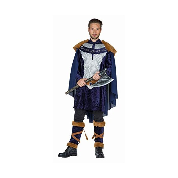 Mottoland PartyXPeople 119208-48/50 Costume de guerrier nordique pour homme Bleu avec fausse fourrure