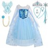 Lito Angels Deguisement Costume Robe Reine des Neiges Princesse Elsa Enfant Fille avec Cape et Accessoires Taille 5-6 ans, Ma