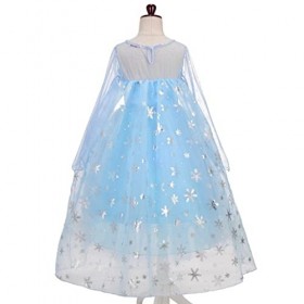 Lito Angels Deguisement Costume Robe Reine des Neiges Princesse Elsa Enfant Fille avec Cape et Accessoires Taille 5-6 ans, Ma
