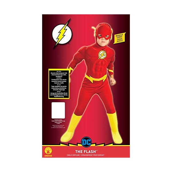 Rubies Costume officiel DC Superhero The Flash Deluxe pour enfant Taille 5-6 ans