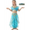 Lito Angels Deguisement Robe de Princesse Jasmine avec Perruque pour Enfants Filles, Costume dhalloween fête danniversaire 