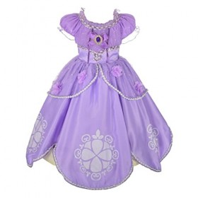 Lito Angels Fille Princesse Sofia Robe Costume Déguisement Anniversaire Fête Halloween Noël Partie Carnaval Cosplay ,4-5 ans,
