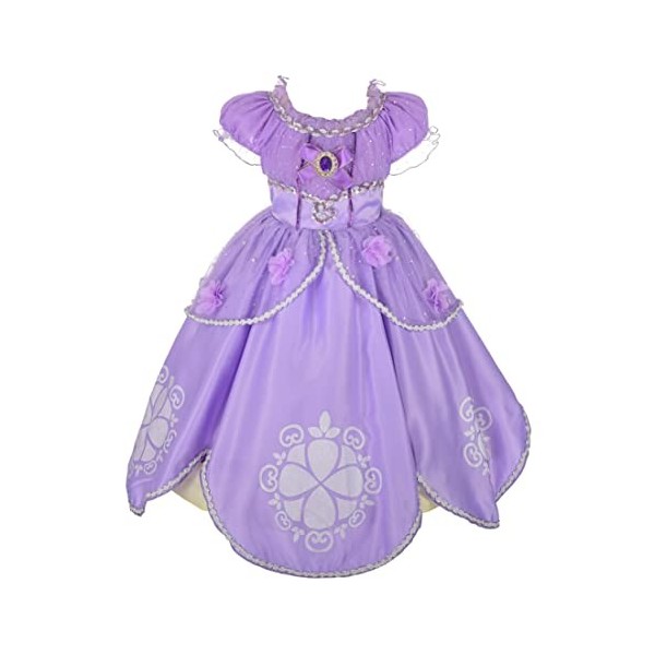 Lito Angels Fille Princesse Sofia Robe Costume Déguisement Anniversaire Fête Halloween Noël Partie Carnaval Cosplay ,4-5 ans,