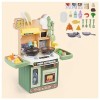 Cuisine Enfant, Cuisine De Jeu pour Tout-Petits avec Lumière,Eau Recyclée Et Effet Vapeur, Kitchenette,A-Blue