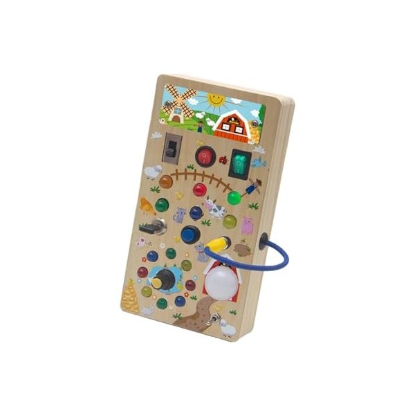 Oshhni Panneau de Commutation LED en Bois pour garçons et Filles, Jouet sensoriel Montessori, Cadeaux danniversaire pour Enf