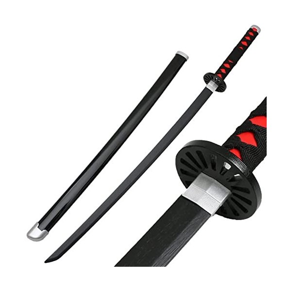 LOLPIP Épée samouraï en Bois avec Fourreau, Katanas Japonais Lame de Tueur de démons Cos Cosplay Anime Arme décorative Jouet 