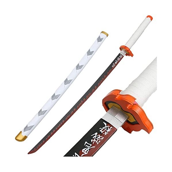 LOLPIP Épée samouraï en Bois avec Fourreau, Katanas Japonais Lame de Tueur de démons Cos Cosplay Anime Arme décorative Jouet 