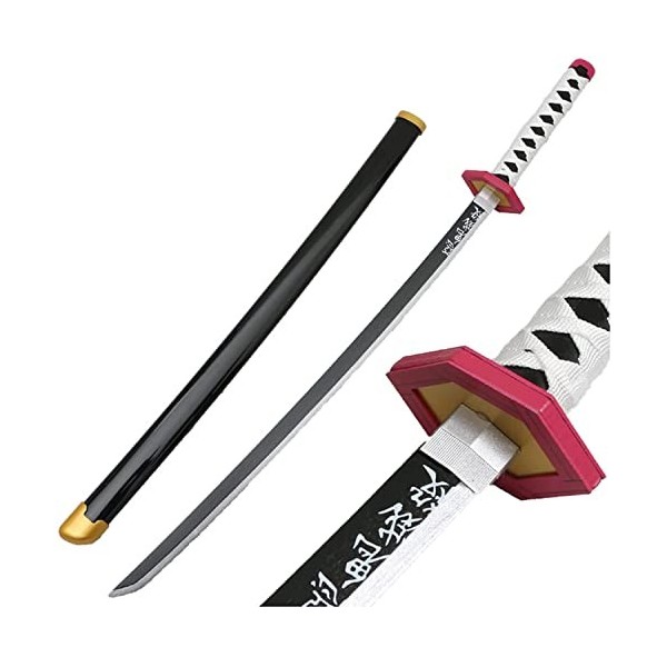 LOLPIP Épée samouraï en Bois avec Fourreau, Katanas Japonais Lame de Tueur de démons Cos Cosplay Anime Arme décorative Jouet 