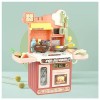 Ensemble De Jeu De Cuisine, Cuisine Enfant avec Lumière,Eau Recyclée Et Effet Vapeur, Jeux De Cuisine pour Enfants,B-Pink