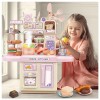 Ensemble De Jeu De Cuisine, Cuisine Enfant avec Lumière,Eau Recyclée Et Effet Vapeur, Jeux De Cuisine pour Enfants,B-Pink