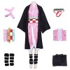 Nezuko Cosplay 10 pièces Ensemble de Déguisement Enfants Anime Kimetsu No Yaiba Costume avec Bambou Femmes Kamado Nezuko Tenu