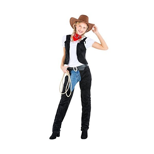 TecTake dressforfun Déguisement pour femme cowgirl | Magnifique costume de cowgirl effronté + Foulard | western cowboy costum