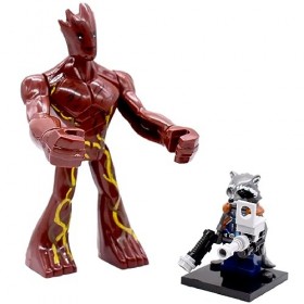 2 pièces Décorations de bureau Guardian Of The Galaxy Rocket Raccoon Doll Figure Small Groot Figure Ornement pour Enfants Noë