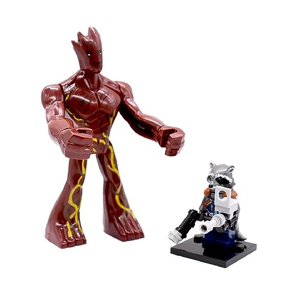 2 pièces Décorations de bureau Guardian Of The Galaxy Rocket Raccoon Doll Figure Small Groot Figure Ornement pour Enfants Noë