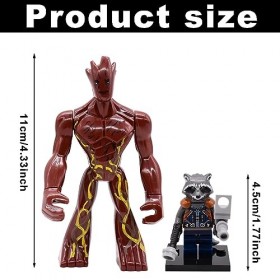 2 pièces Décorations de bureau Guardian Of The Galaxy Rocket Raccoon Doll Figure Small Groot Figure Ornement pour Enfants Noë