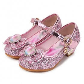 FStory&Winyee Chaussures de Princesse à Talons Hauts pour Enfants Filles Paillettes Chaussures Confortables pour Noël Hallowe