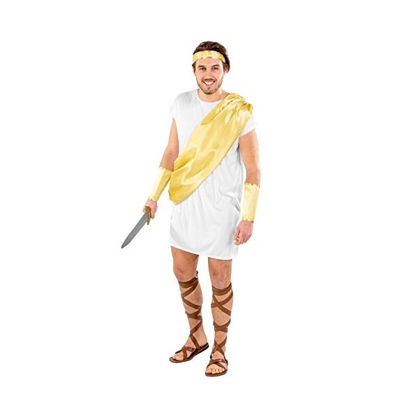 TecTake dressforfun Déguisement de légionnaire Homme antiquité gladiatric | Robe avec écharpe Jaune-dorée à Draper XXL | no.