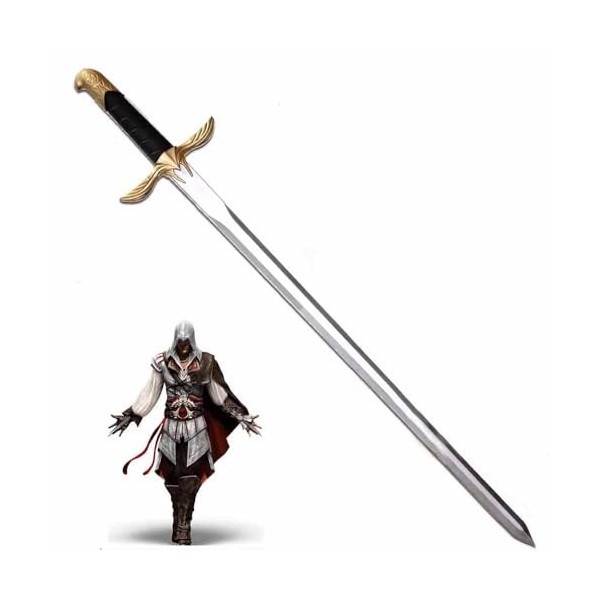 NURCIX Épée Cosplay 88CM, Assassins Creed Sword, Modèle Arme de Altaïr, Déguisement Prop de Halloween, Épée de Ninja Samoura