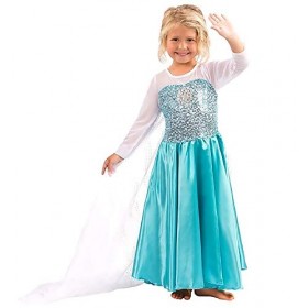 Lovelegis Costume Elsa - carnaval - Halloween - fille - manteau blanc - taille 110-3/4 ans - idée cadeau pour Noël et anniver