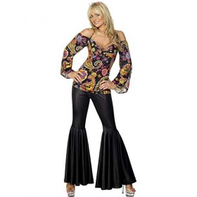 Smiffys Déguisement Femme Hippie Années 60, Haut et Pantalon, 60s Groovy Baby, Serious Fun, 30442, Multicoloured, L