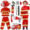 VICTERR Costume de Pompier pour Enfants, 12pcs de Jeux de Rôle pour Enfants Jouet pour Enfants de 4 à 6 Ans pour Les Fêtes Co