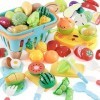 44 Pièces Jouets Enfant Cuisine,Accessoire de Jouet de Cuisine Enfant avec Fruits, Légumes, Ustensiles et Panier de Rangement