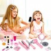 deAO Ensemble de Salon de beauté pour Filles 35 pièces, Mode Jeu de Simulation de Coiffeur avec sèche-Cheveux, Miroir, Fer à 