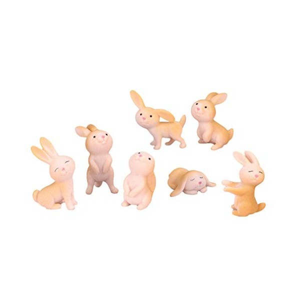 Holibanna Lot de 7 figurines miniatures de lapin de Pâques, figurines de jardin féerique, figurines danimaux, personnages mi
