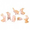 Holibanna Lot de 7 figurines miniatures de lapin de Pâques, figurines de jardin féerique, figurines danimaux, personnages mi