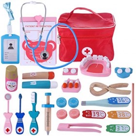 Batop Docteur Enfant Jouet, 25 Pièces Jeu dimitation Malette de Docteur avec Stéthoscope, Jeux dimitation pour Enfant 3+ An