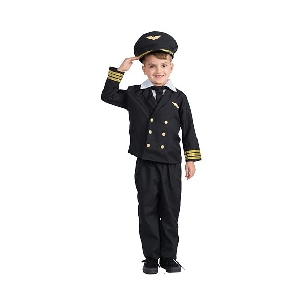 Dress Up America Costume de pilote pour garçons et filles - Uniforme de capitaine de compagnie aérienne pour enfants - Habill