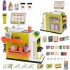 Arkyomi Caisse de courses pour enfants, 46 accessoires de magasin de courses pour enfants, caisse de jeu avec scanner et son,